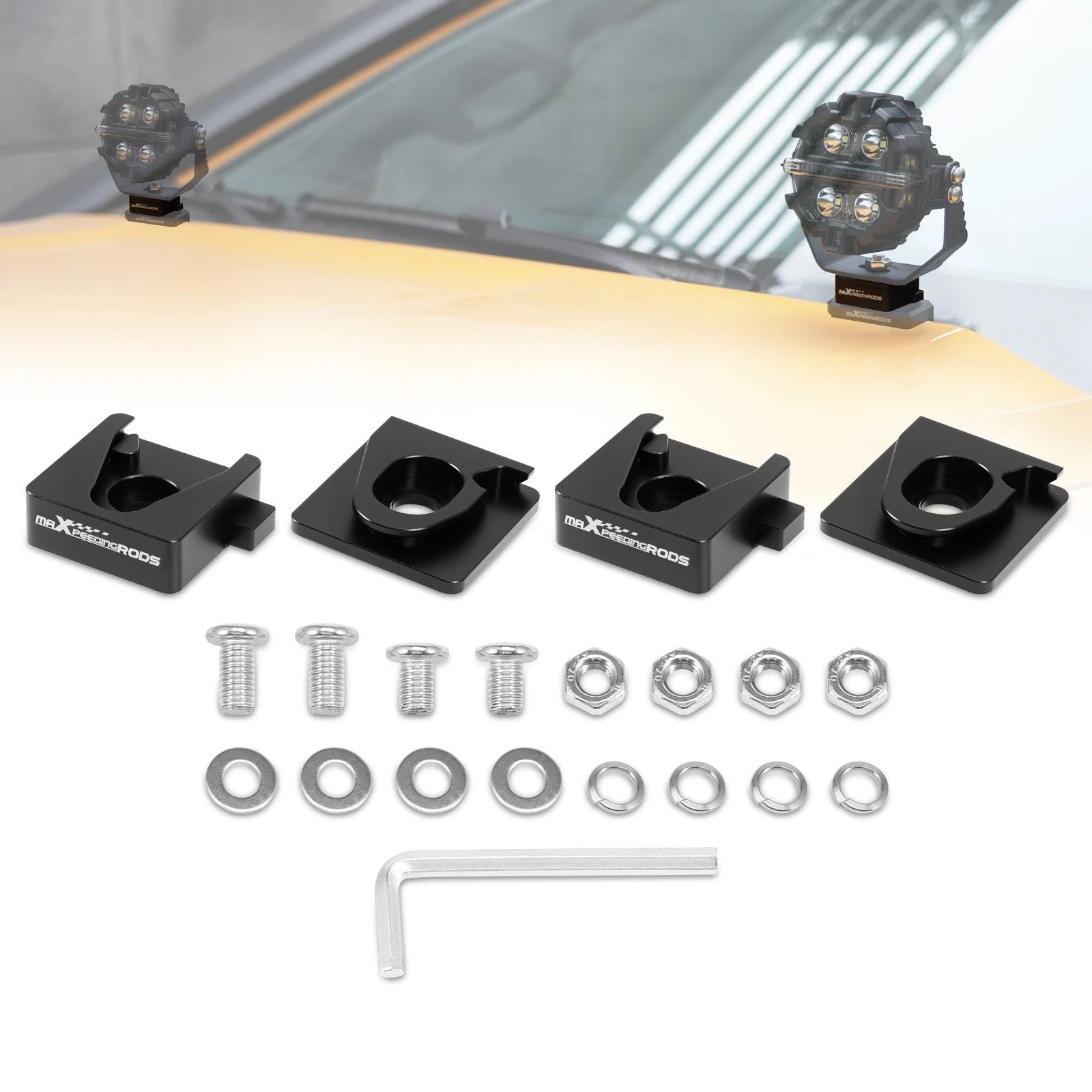 Hood Mount Bracket for Truck Jeep SUV LED Light Bar Quick Release M8