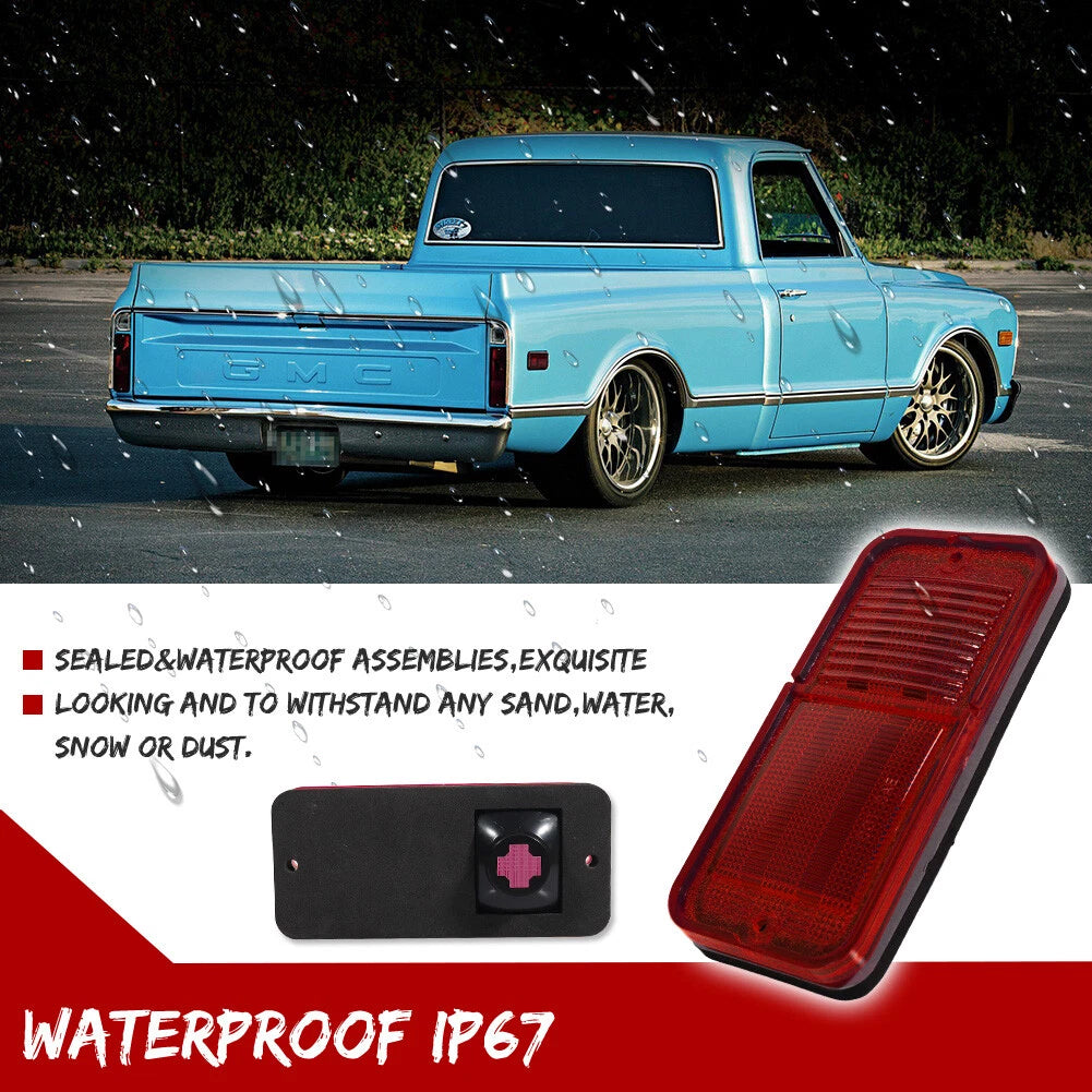 2X Rear Bumper Side Marker Light Red Lens for Chevrolet GMC C/K Trucks