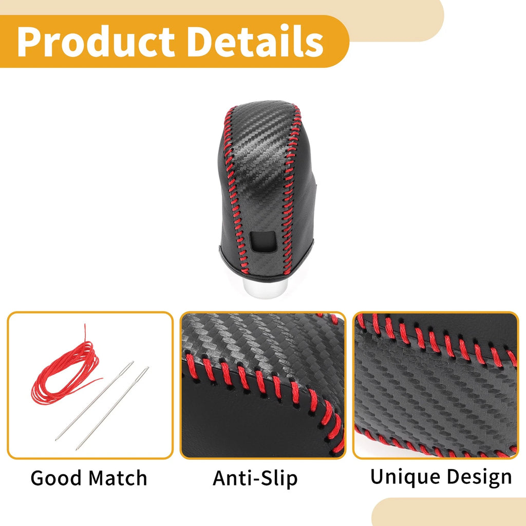 Gear Shift Knob Cover for Nissan Altima (2019–2024) Black Carbon Fiber Red