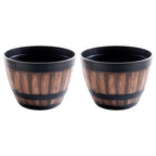 2X Plastic Flower Pots for Healthy Growth - Wine Tub Shape with Drainage