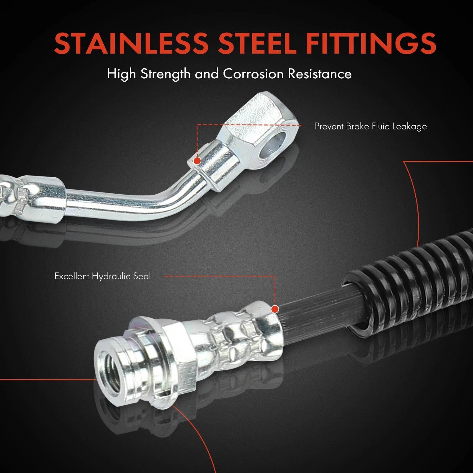 2X Front Brake Hydraulic Hose for Chevy Express 2500 (1996-2002)