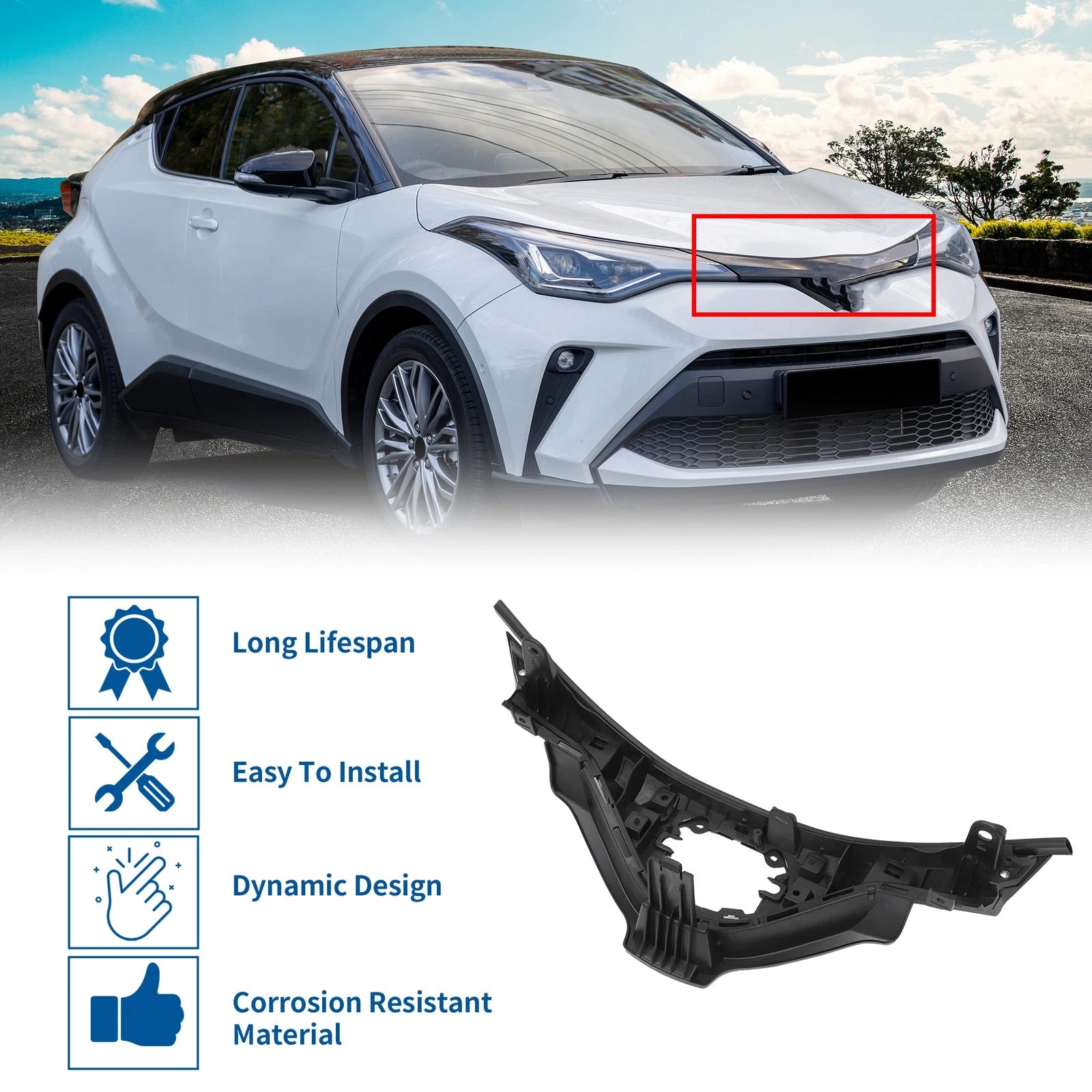 Front Hood Bumper Grille for Toyota CHR (2018–2019) No.53111F4901 Black
