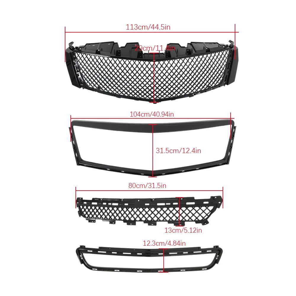 Glossy Black Plastic Front Center Grille Assembly for Cadillac XTS (2013–2017)