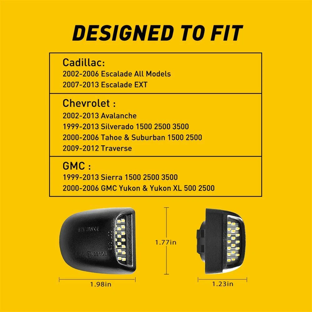 2X LED License Plate Light Kit for GMC Sierra 1500 2500 3500 (2014–2023)