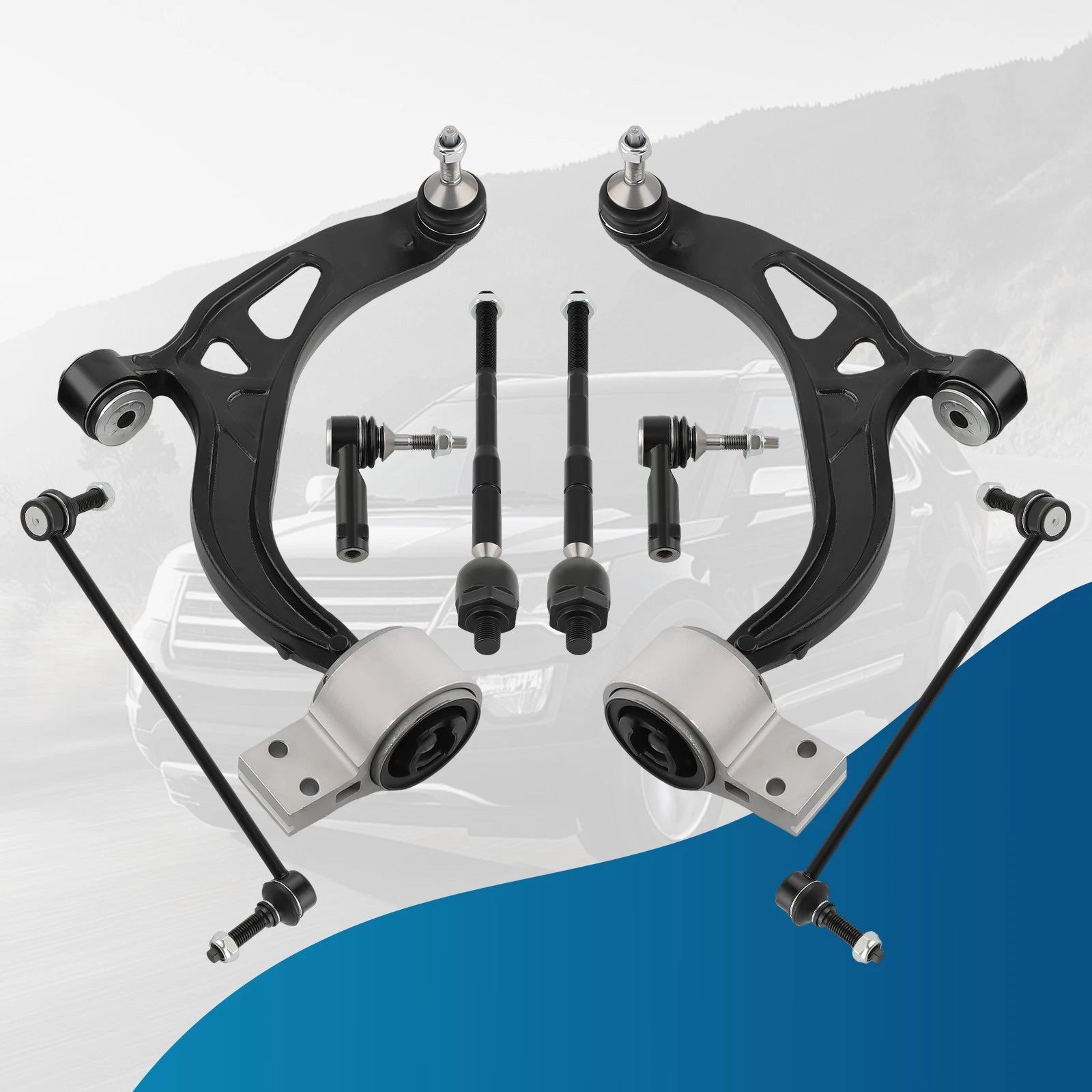 8x Suspension Front Lower Control Arms Tie Rods Sway Bar for Ford Explorer (2011–2019)