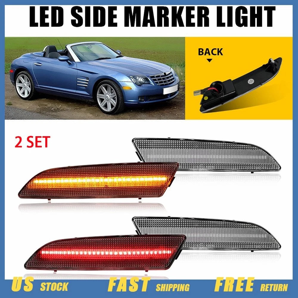 Set of 2 Front & Rear Bumper Signal Side Marker Lights for Chrysler Crossfire (2004–2008)