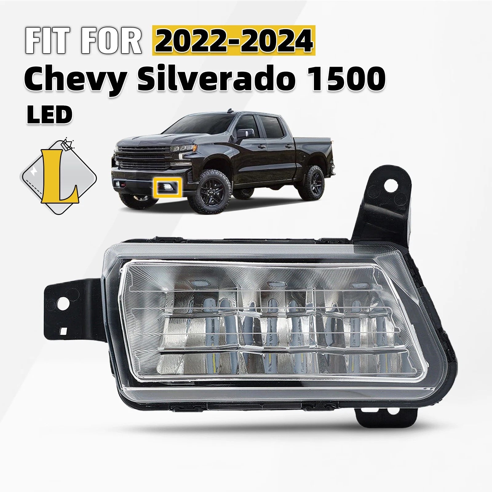 Front LED Fog Light for Chevy Silverado 1500 (2022–2024) - Driver Left Side