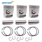 3Pcs Piston & Ring 6K5-11631 6K5-11601 STD for Yamaha Outboard 60HP (2T)