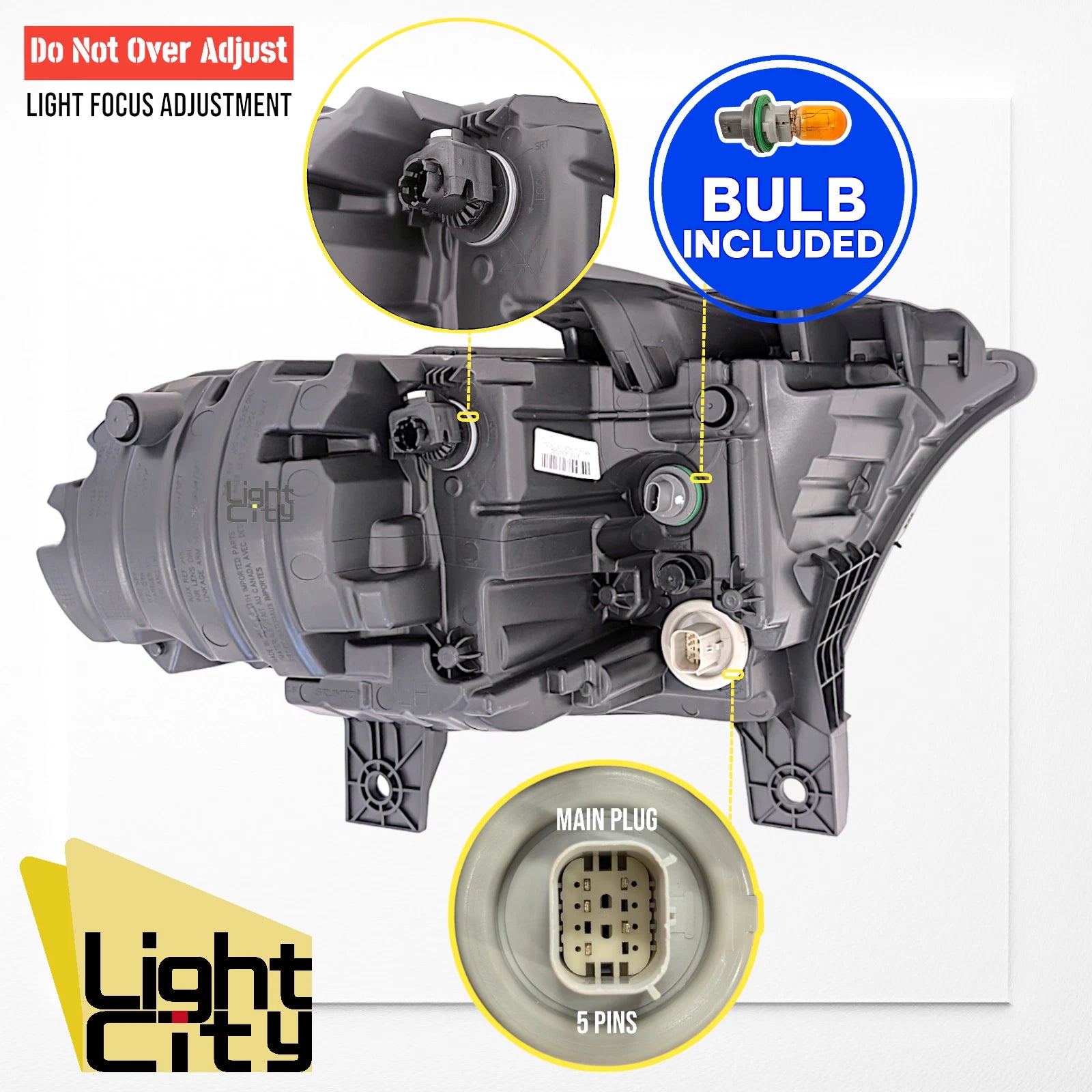 LED Headlight LH for Dodge Durango (2021–2024) - Chrome, Halogen Signal