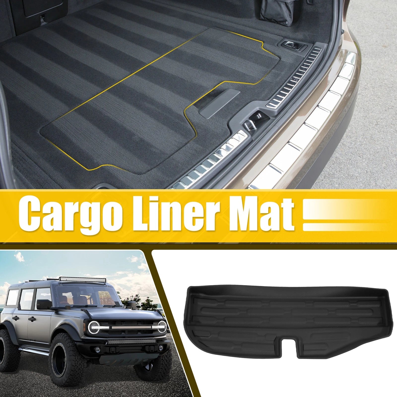 Trunk Cargo Liner for Ford Bronco (2021–2022) Black Rubber Boot Liner