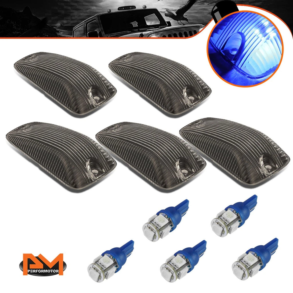 5-Piece Cab Roof Running Light Smoked Housing Blue LED for Chevy GMC C/K (1988–2002)