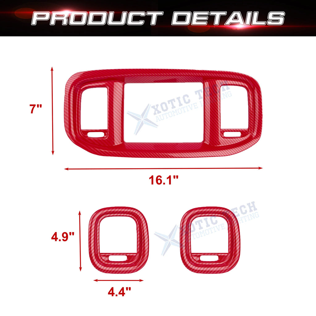 Red Carbon Style Dash Air Vent Outlet Cover for Dodge Charger (2015-2023)