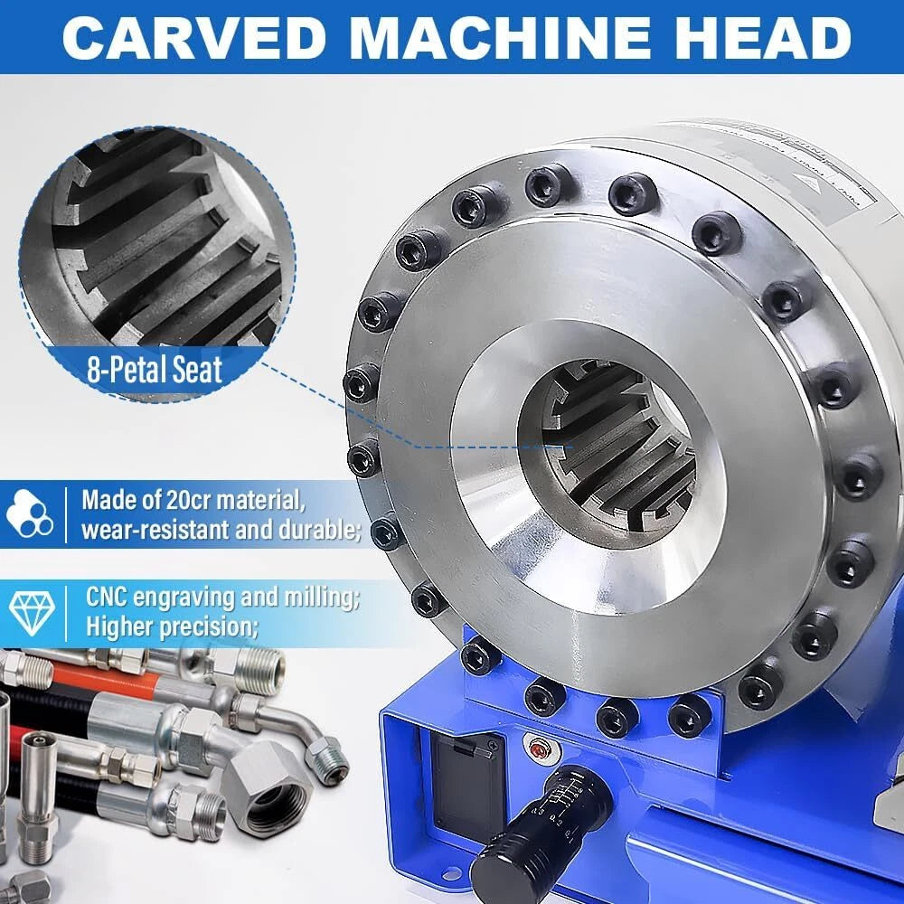 Hydraulic Hose Crimper with 8 Dies for Pipe Clamping (10mm-30mm)