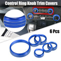 6pcs Blue Aluminum Alloy AC Control Knob Cover for Ford Bronco (2021–2022)