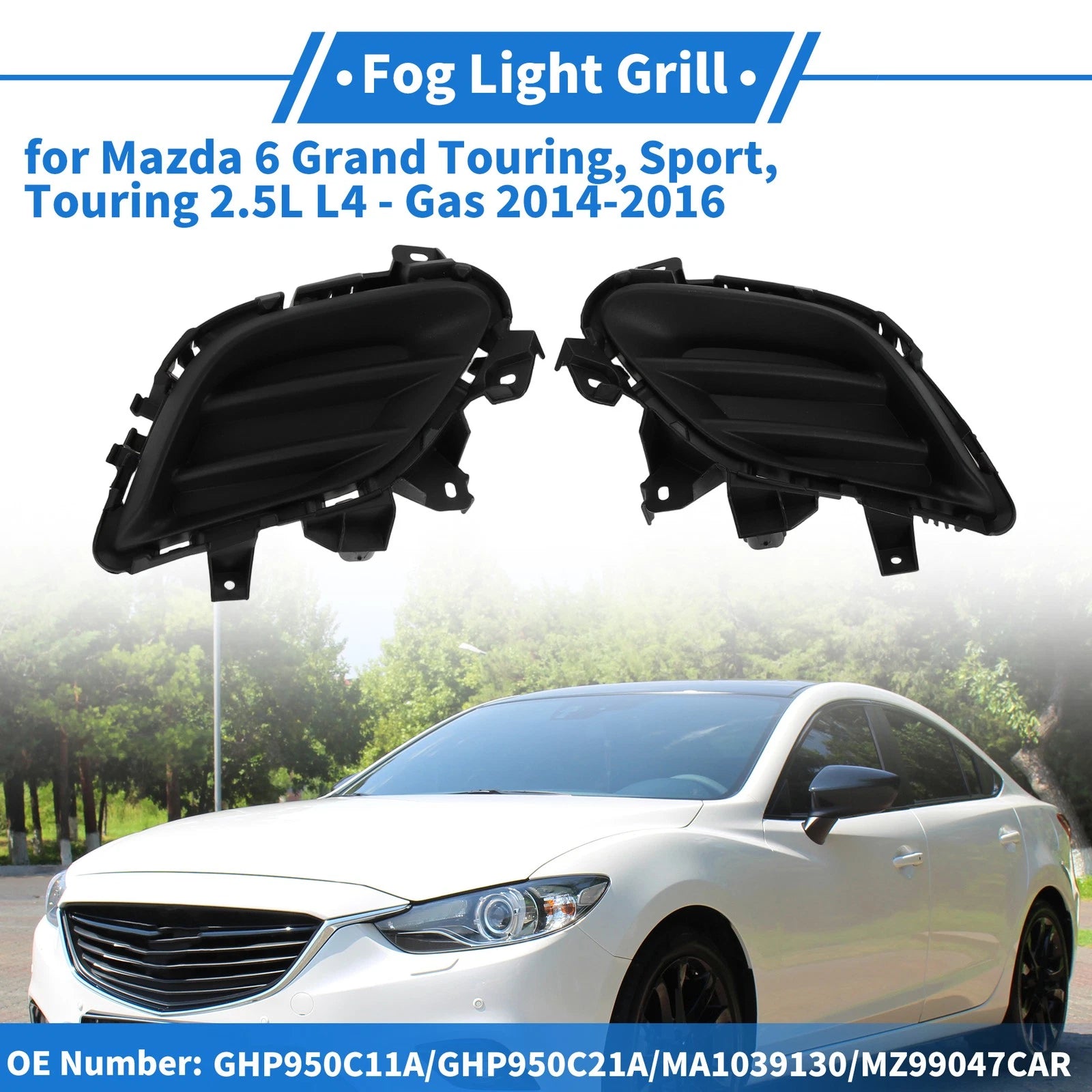 Set of 2 Front Bumper Fog Light Covers No.GHP950C11A for Mazda 6 (2014–2021)