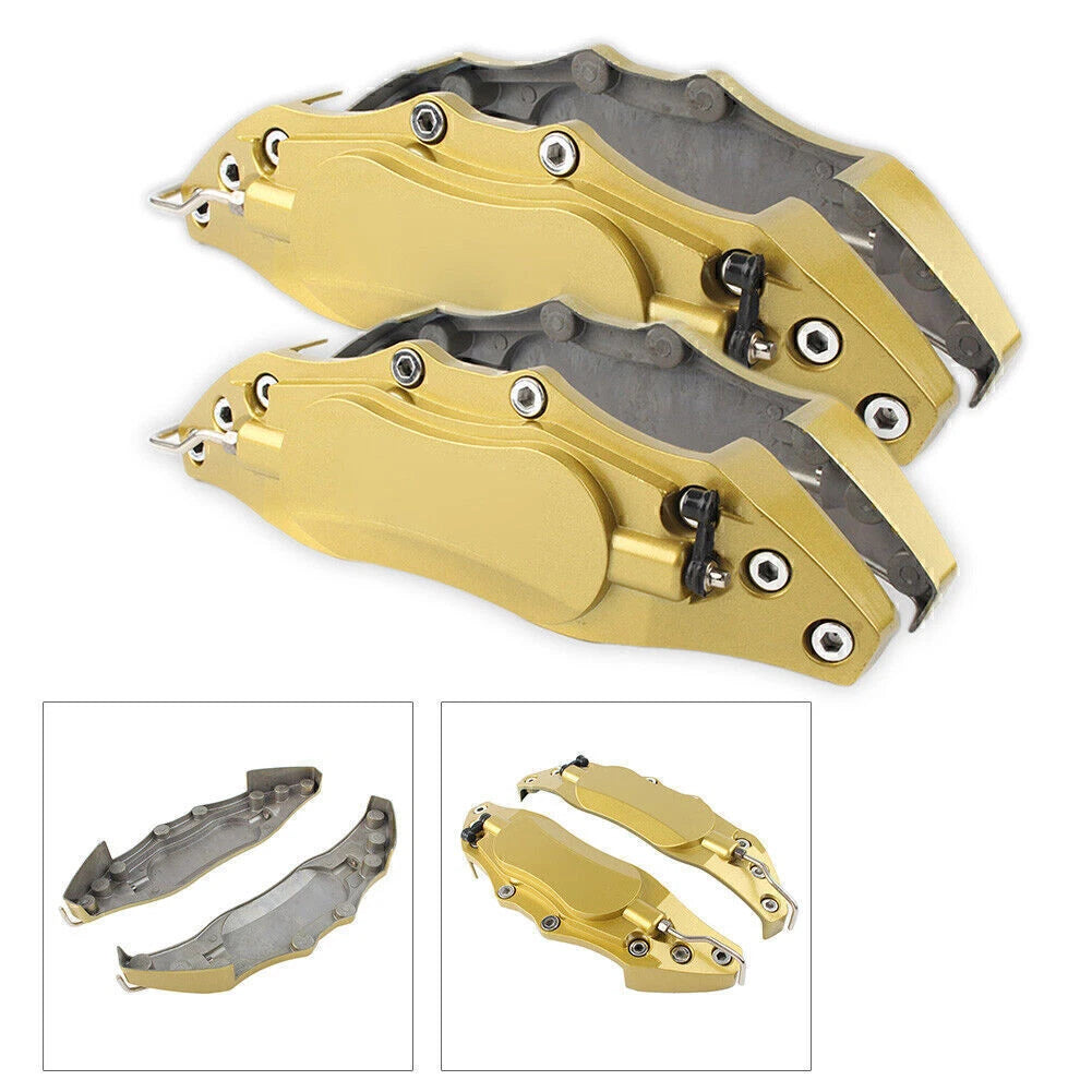 Set of 4 3D Metal Brake Caliper Covers for Universal Fit (Large + Medium) GOLD