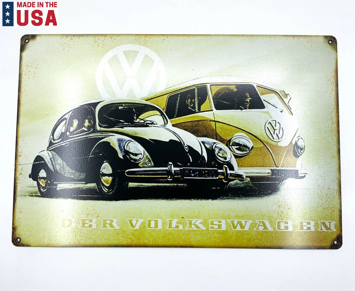 Metal Sign Vintage Volkswagen Beetle Large Reproduction for (1957–1979)