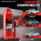 17.3" Red Manual Hydraulic Bottle Jack for Automotive Repair (8 Tons)