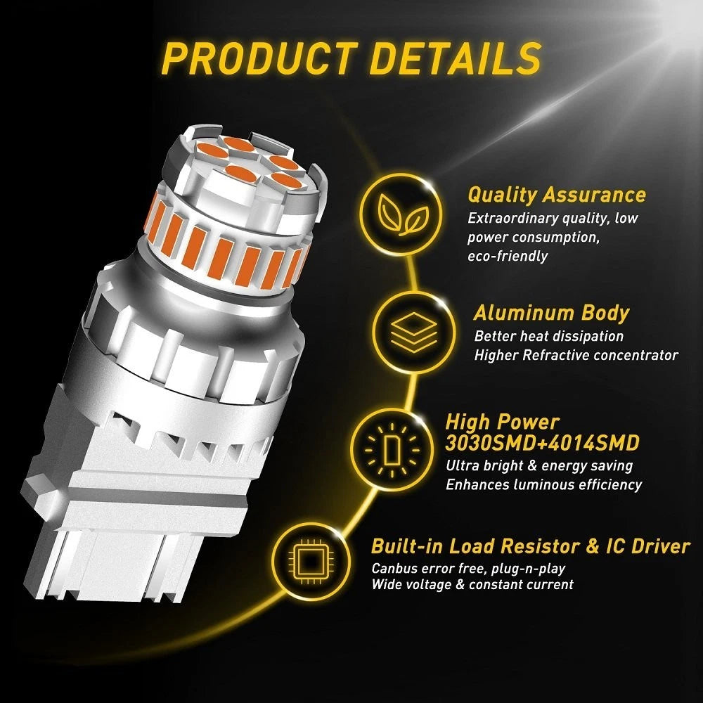 2X 3157 Yellow Amber LED Turn Signal Light Bulb for