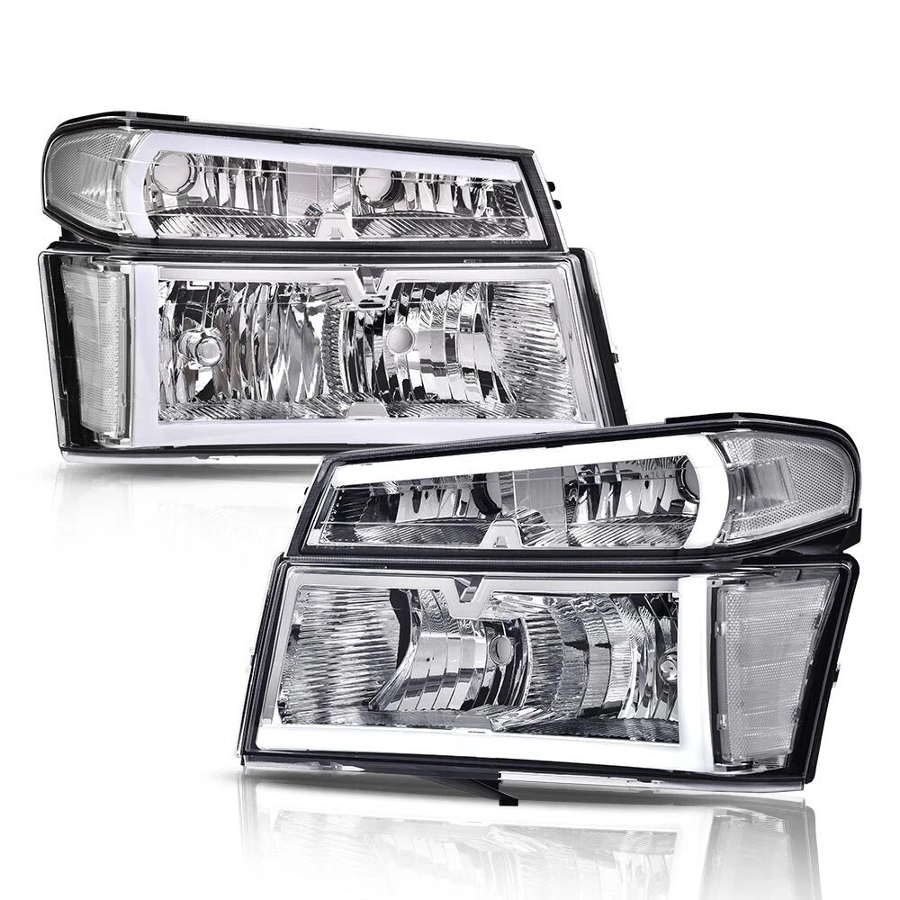 LED Tube Headlights for Chevy Colorado GMC Canyon (2004–2012) Chrome