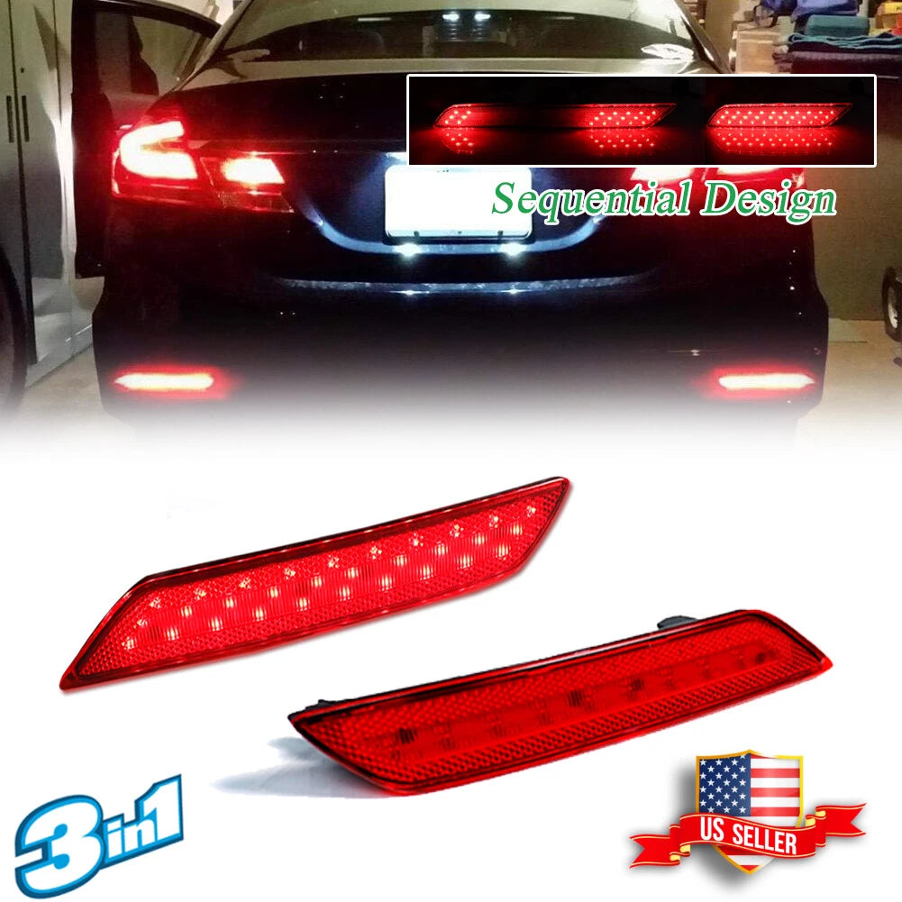 LED Rear Bumper Reflector Tail Brake Signal Lights for Honda Civic Sedan (2013–2015)