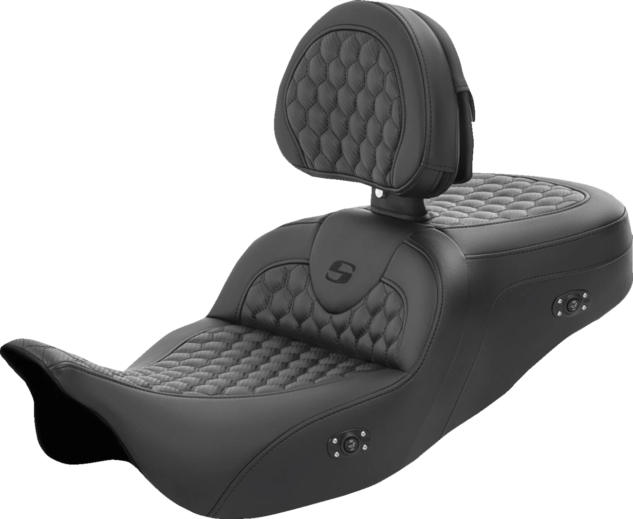 SADDLEMEN RoadSofa Seat for FL (2008–2023) - Honeycomb, Heated, Backrest