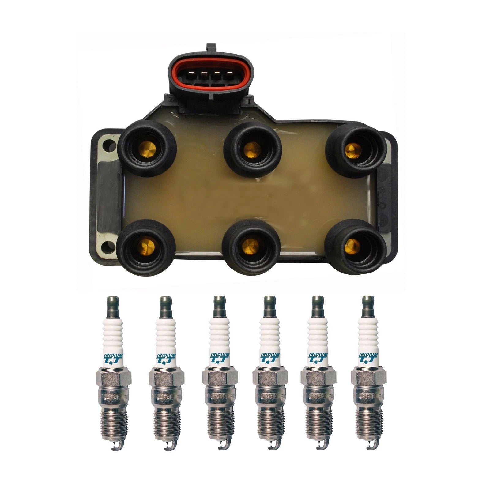 Set of 6 Denso Ignition Coils & Iridium TT Spark Plugs for Ford Mazda Mercury