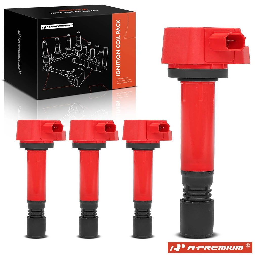 Set of 4 Red Ignition Coil Packs for Honda Civic (2006–2011)