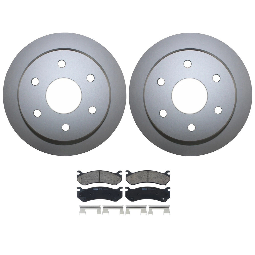 Rear Brake Kit 325mm Coated Disc Rotors & TRW Pro Ceramic Pads for Chevrolet GMC