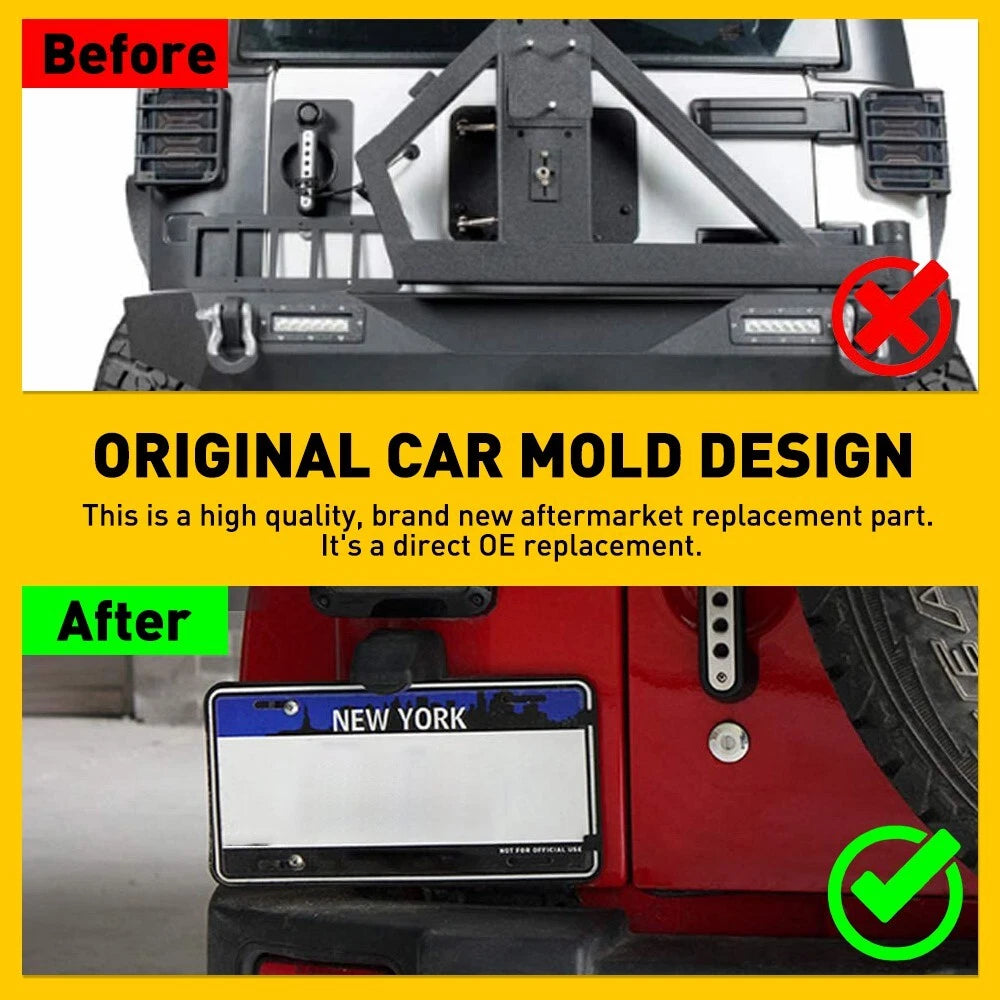 Rear License Plate Mounting Bracket & Light for Jeep Wrangler JK (2007–2018)