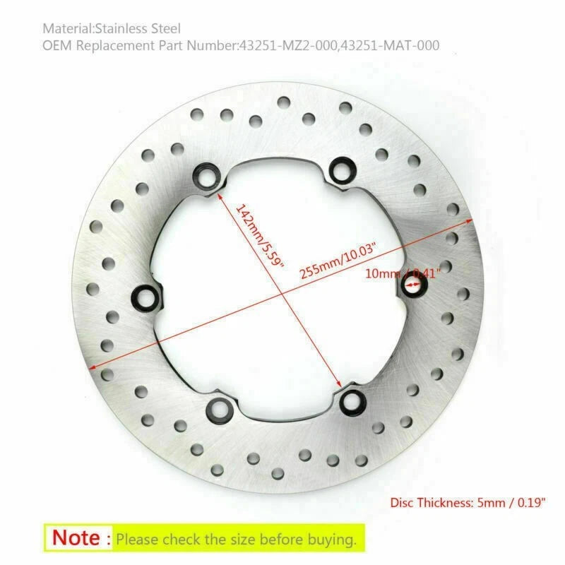 Rear Brake Disc Rotor 255mm for Honda CB1100/1300 CBR1000 F/XX (2013–2019) #MD1006C