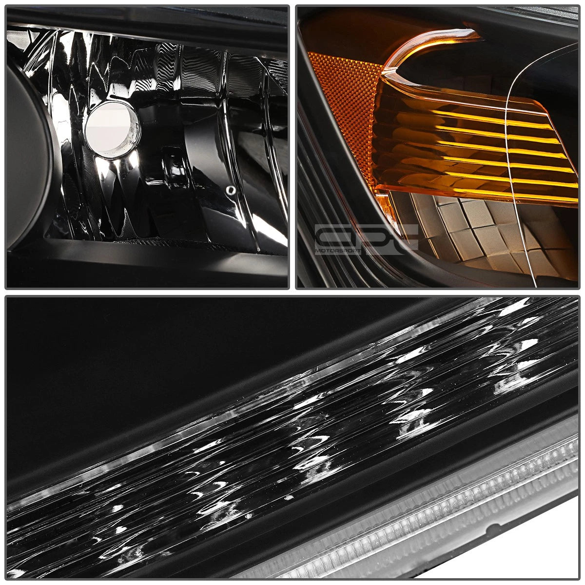 Pair of Projector Headlights for Honda Accord (2013–2015) - Black Housing, Amber Corner
