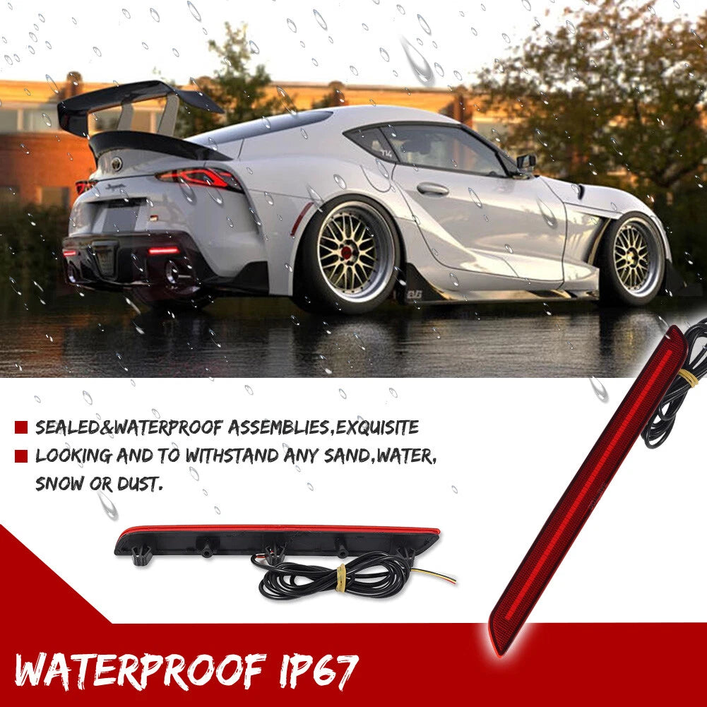 2X Red Rear Bumper LED Reflector Tail Lights for Toyota GR Supra (2020–2024)