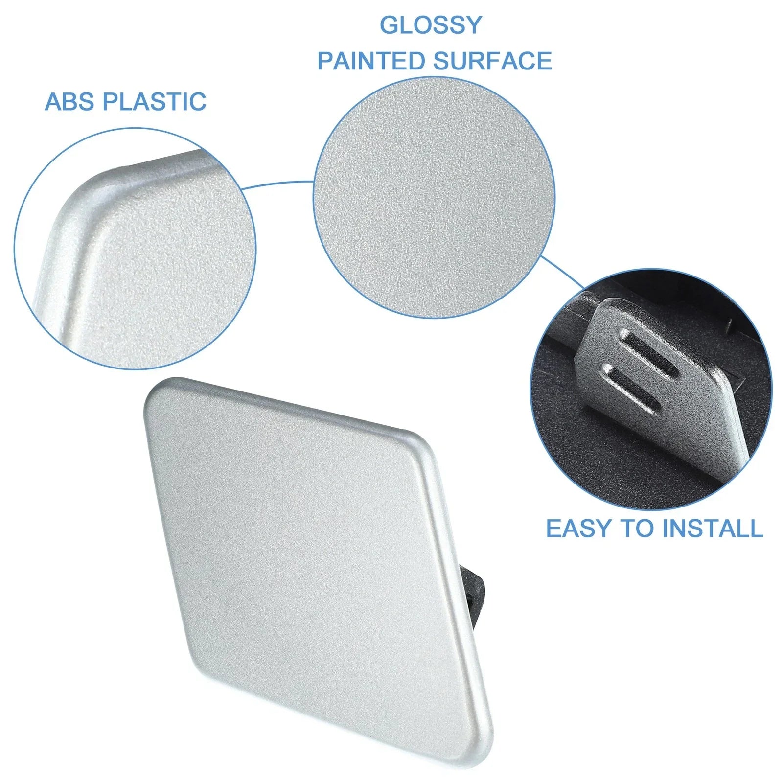 Right Front Headlight Washer Nozzle Cover for BMW Silver Tone