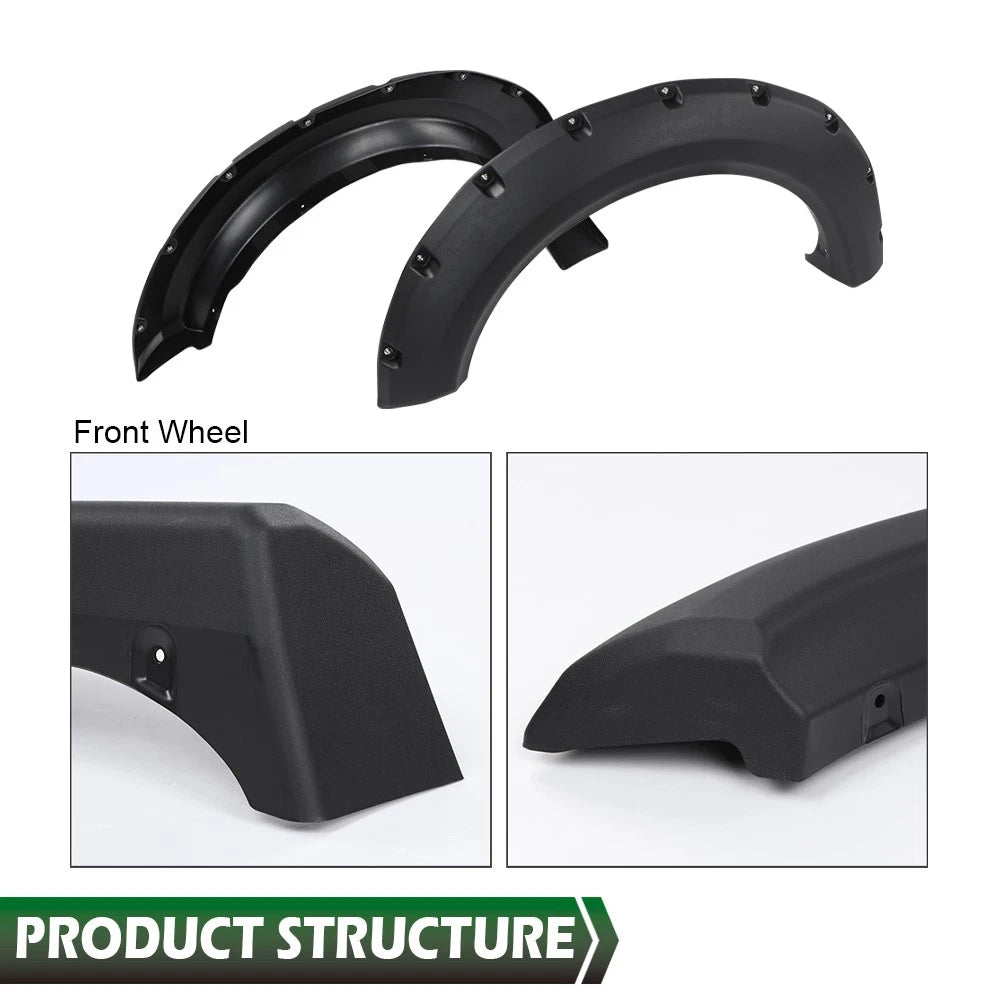 Offroad Pocket Rivet Style Black Wheel Fender Flares for Ford F150 (2009–2014)