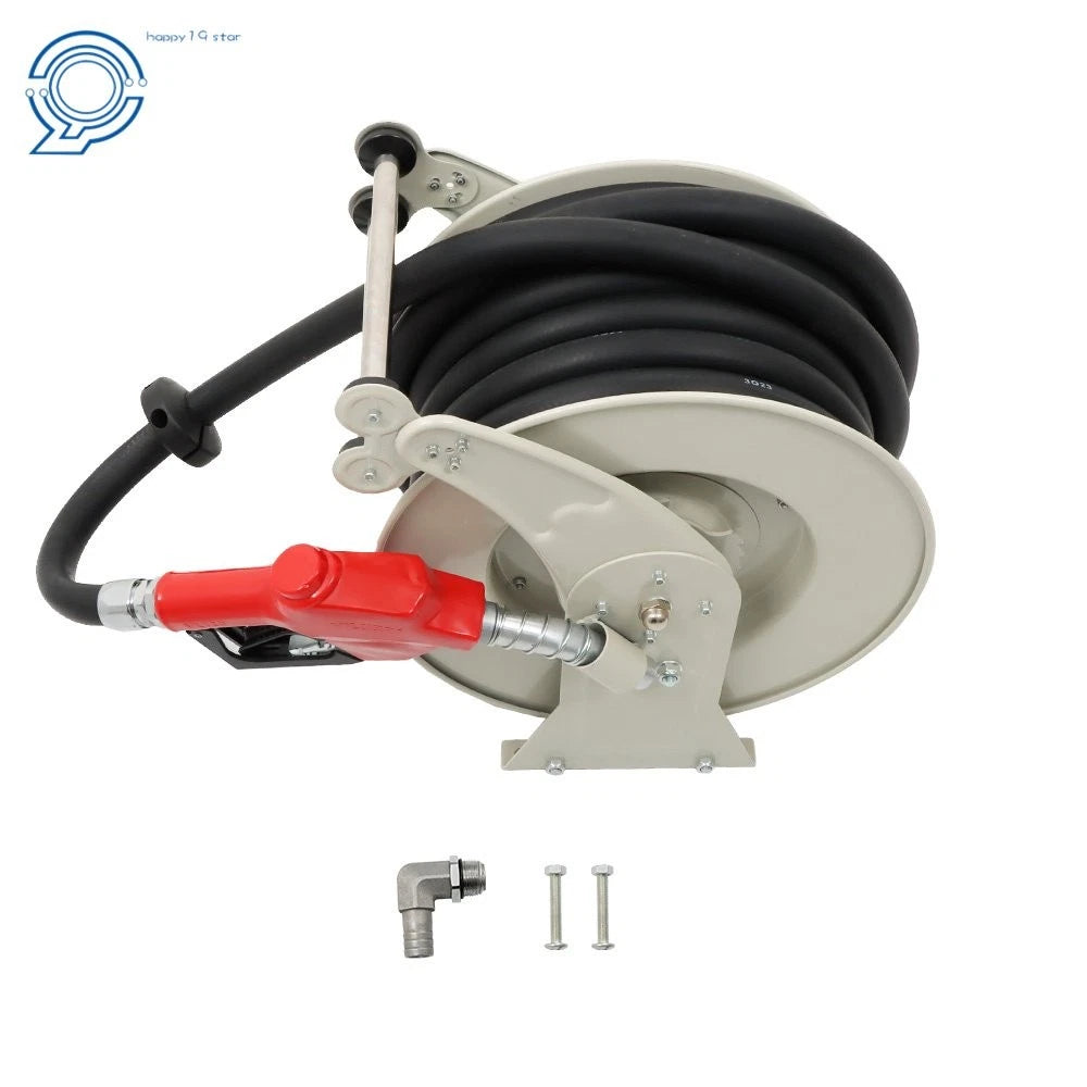 Retractable Diesel Fuel Hose Reel with Red Nozzle 1" x 50'