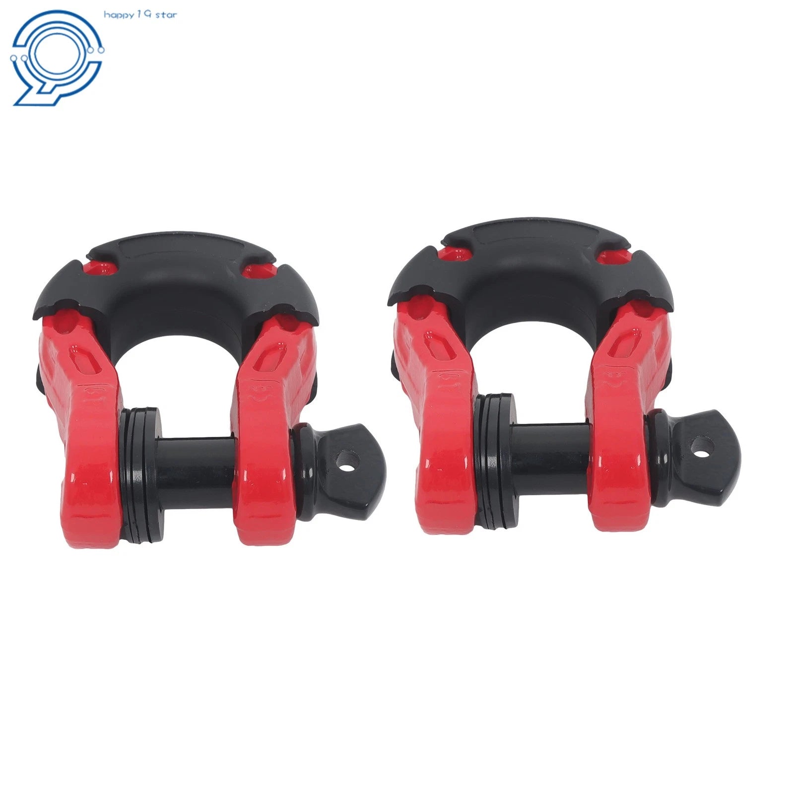 Set of 2 Red D Ring Shackles for Heavy-Duty Use (70000 lbs Break Strength)