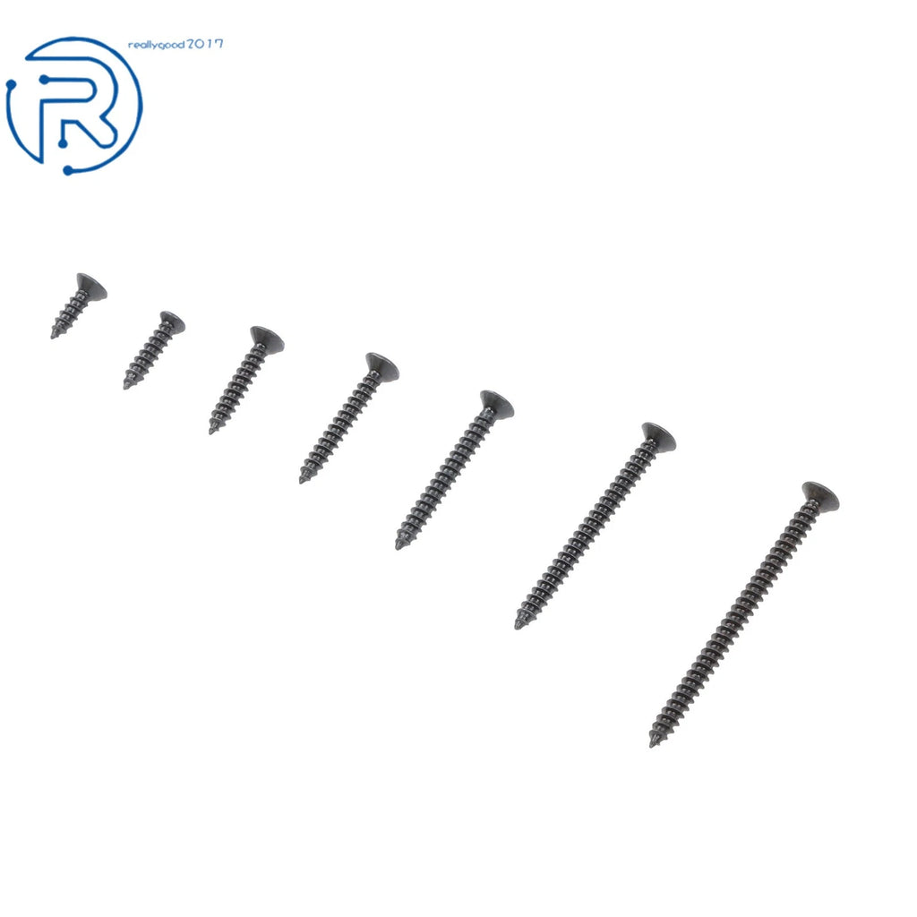 Set of 3 Black Wood Screws for Various Applications
