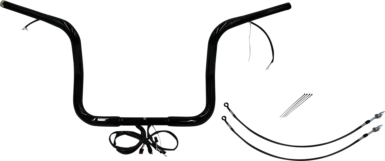 1-1/4" Round Top Handlebar Kit for Harley Davidson (EZ Install, 12", Black)
