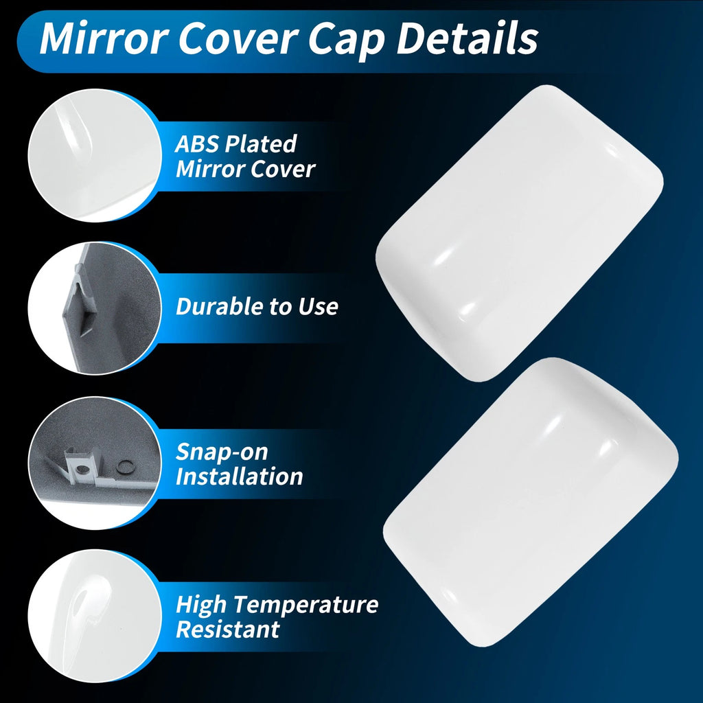 2Pcs White Top Half Door Mirror Cap Cover for Ford F250 F350 (2008–2016)