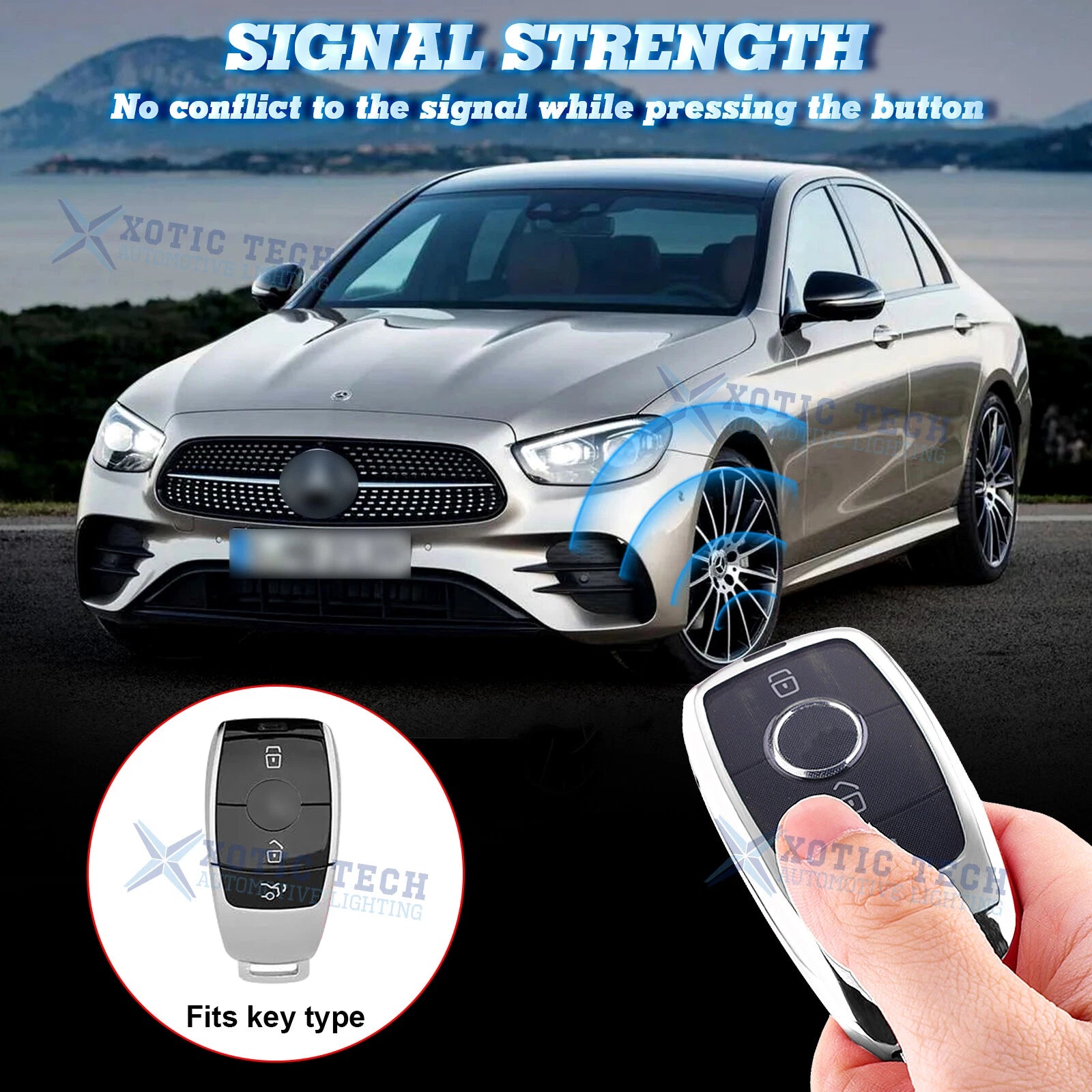 Soft TPU Smart Key Fob Cover with Button for Mercedes-Benz A B (2014-2019)