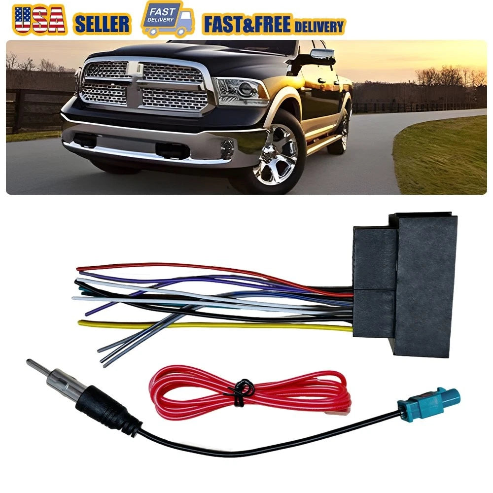 Car Stereo Radio Wire Harness Antenna Adapter for Dodge RAM 1500 2500 (2013–2019)