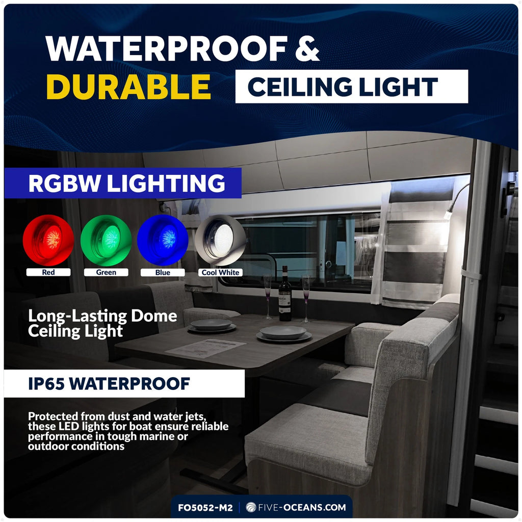 2X 4" RGBW LED Dome Ceiling Light for FO5052-M2 (12V, Stainless Steel)