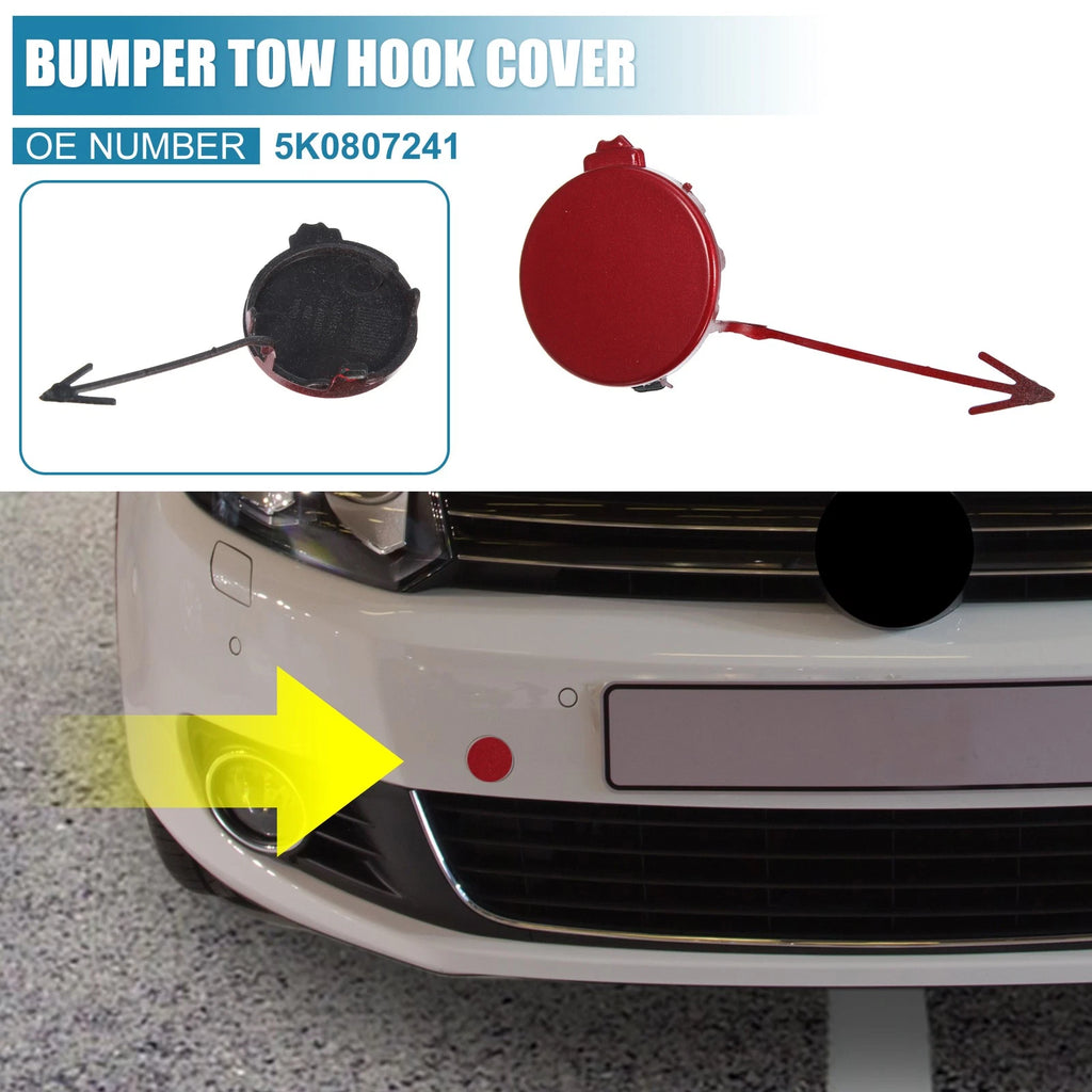 Tow Hook Cover for Volkswagen Golf 6 MK6 (2009–2013) 5K0 807 241 Red