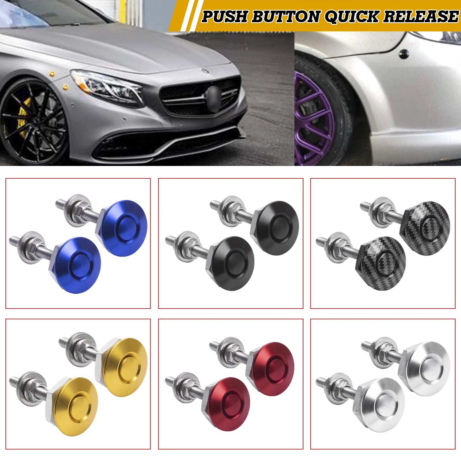 Universal Push Button Bumper Hood Alloy Quick Release Fastener (2000–2005)