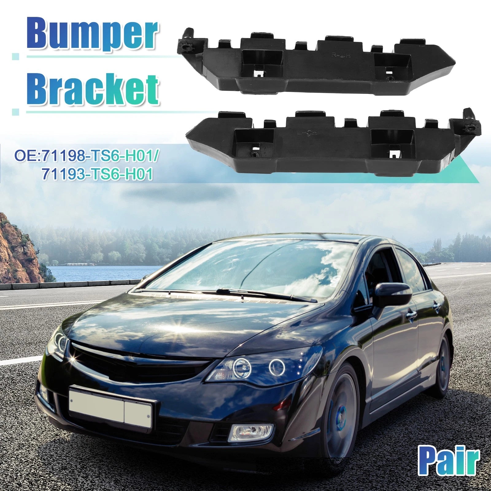 Pair Front Bumper Bracket NO.71198-TS6-H01 for Honda Civic (2012–2015)