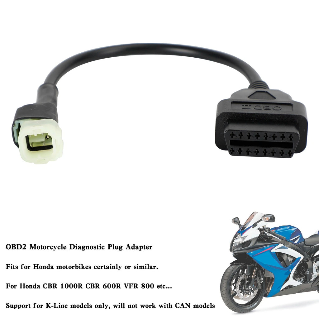 4 Pin to 16 Pin OBD2 Diagnostic Adapter Cable for Honda CBR 1000R CBR 600R (2004–2023)