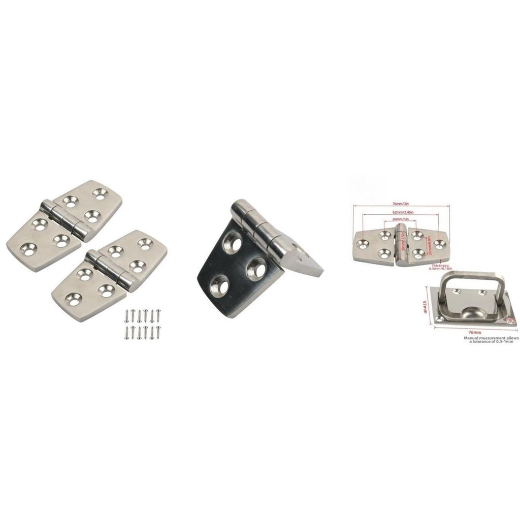 Set of 2 Hinges & 1 Handle for Boat Yacht Cabinet Door (316 SS Marine Grade)
