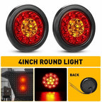 2X 4 Inch Round Red Amber 16LED Truck Brake Trailer Stop Turn Signal Tail Light