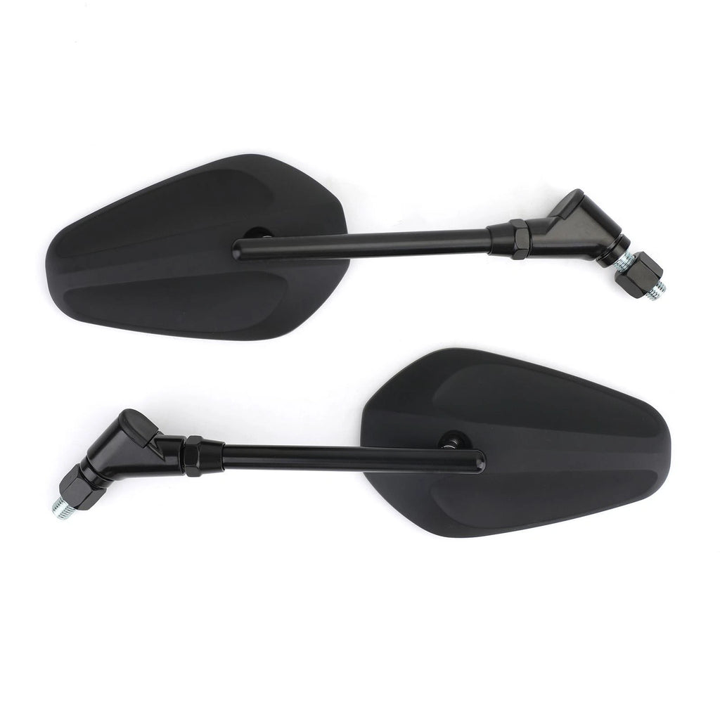 Set of 2 Black Rearview Side Mirrors M10 10mm for Motorcycle Cruiser Chopper